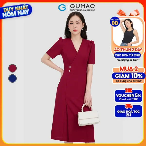 Đầm chéo ngực phối nút thời trang GUMAC