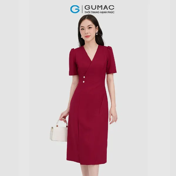 Đầm chéo ngực phối nút thời trang GUMAC