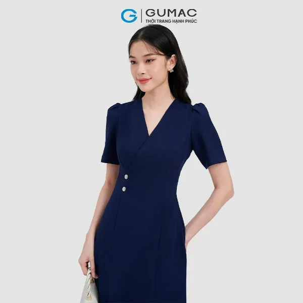 Đầm chéo ngực phối nút thời trang GUMAC