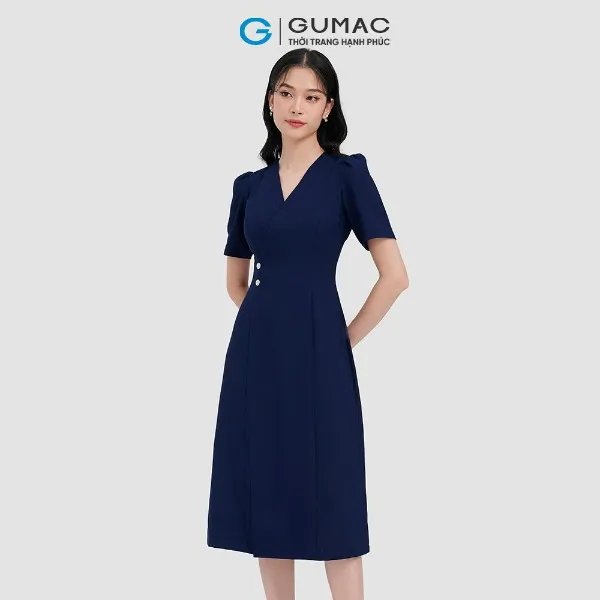 Đầm chéo ngực phối nút thời trang GUMAC