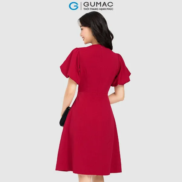 Đầm cổ nơ phối chỉ nữ GUMAC form chữ A nhiều màu