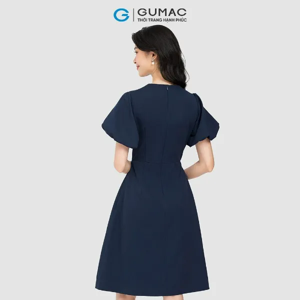 Đầm cổ nơ phối chỉ nữ GUMAC form chữ A nhiều màu