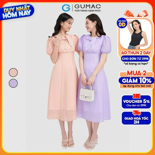 Đầm cổ nơ viền ren thời trang GUMAC