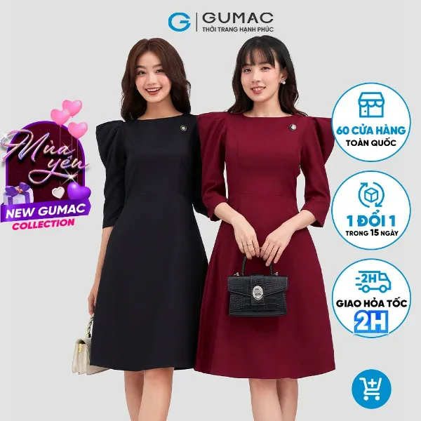 Đầm cổ thuyền tay nhún thời trang GUMAC