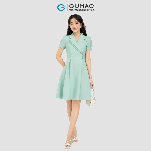 Đầm cổ vest phối bèo thời trang GUMAC