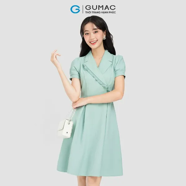 Đầm cổ vest phối bèo thời trang GUMAC