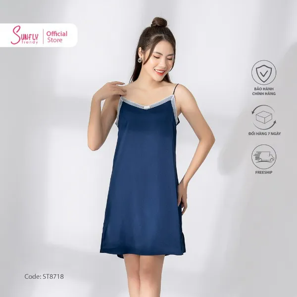 Đầm Hai Dây Lụa Trơn Mềm Mịn - Quai Áo Có Điều Chỉnh Sunfly