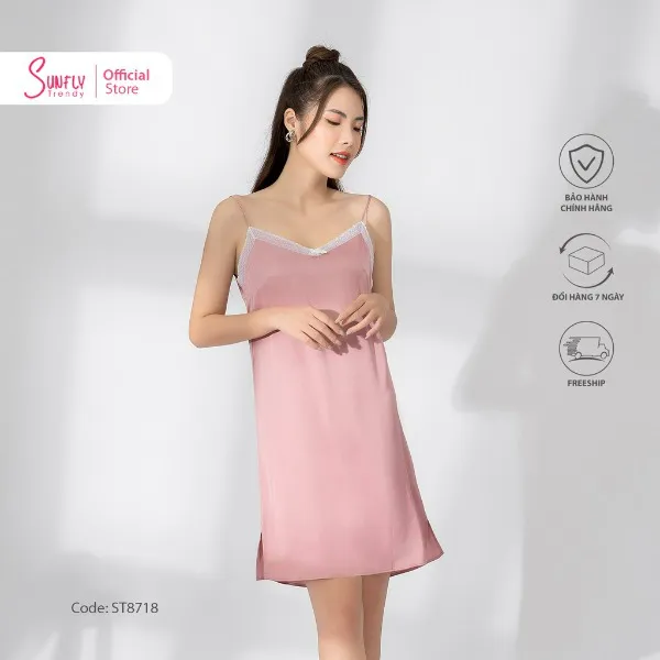 Đầm Hai Dây Lụa Trơn Mềm Mịn - Quai Áo Có Điều Chỉnh Sunfly