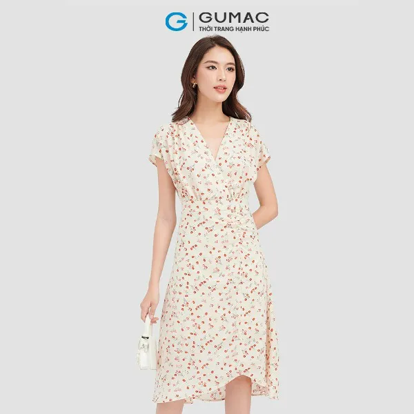 Đầm hoa nhí nữ phong cách retro thời trang GUMAC