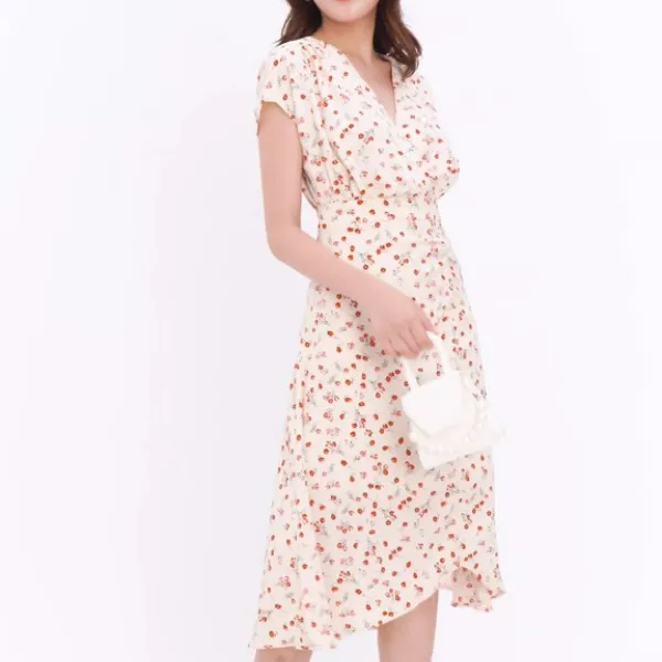 Đầm hoa nhí nữ phong cách retro thời trang GUMAC
