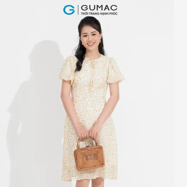 Đầm hoa nơ cổ thời trang GUMAC