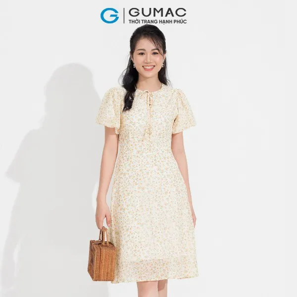 Đầm hoa nơ cổ thời trang GUMAC