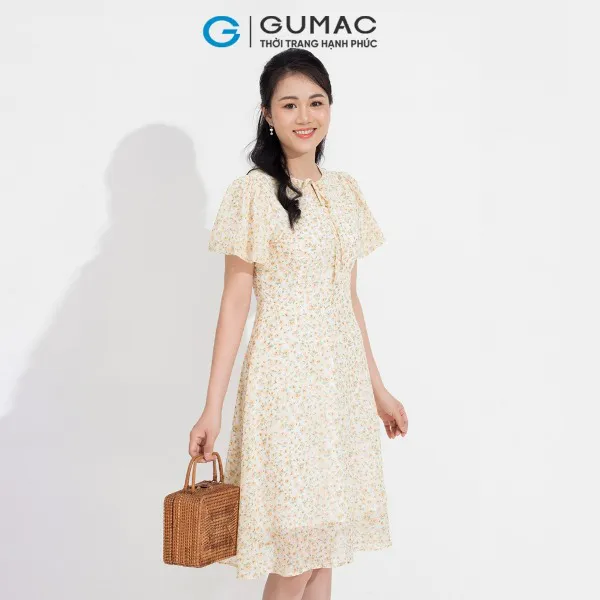 Đầm hoa nơ cổ thời trang GUMAC