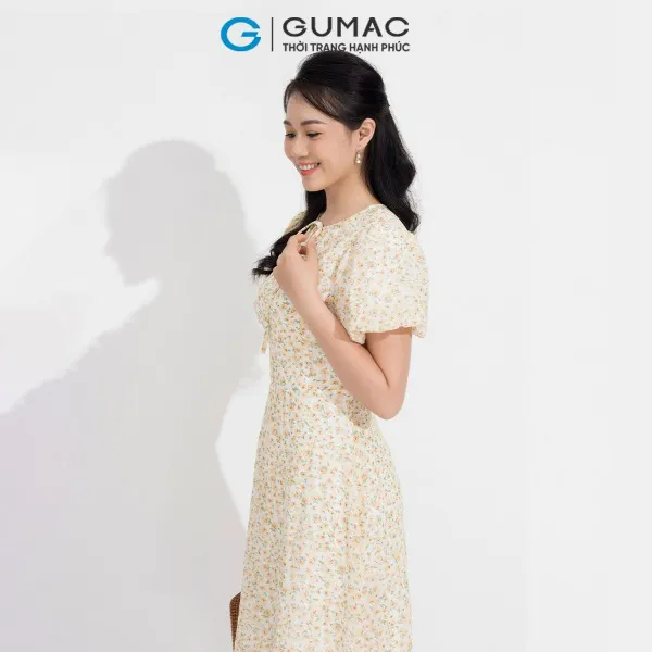 Đầm hoa nơ cổ thời trang GUMAC