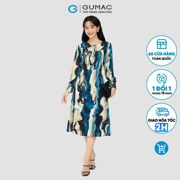 Đầm họa tiết rã đô thời trang GUMAC