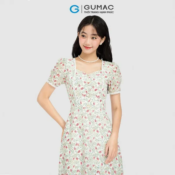 Đầm hoa viền ren thời trang GUMAC