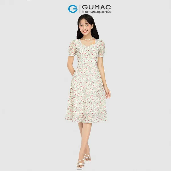 Đầm hoa viền ren thời trang GUMAC
