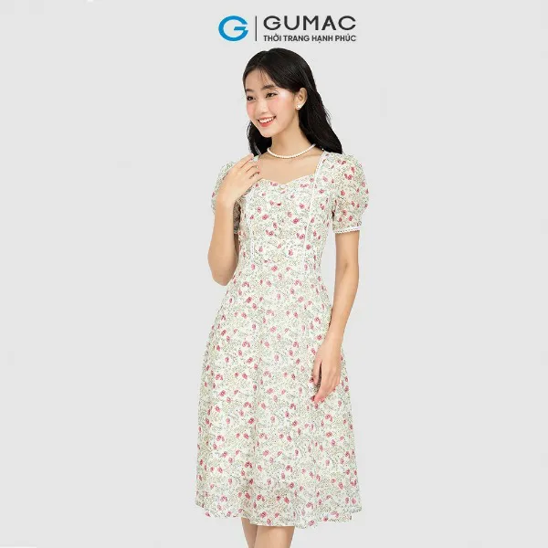 Đầm hoa viền ren thời trang GUMAC