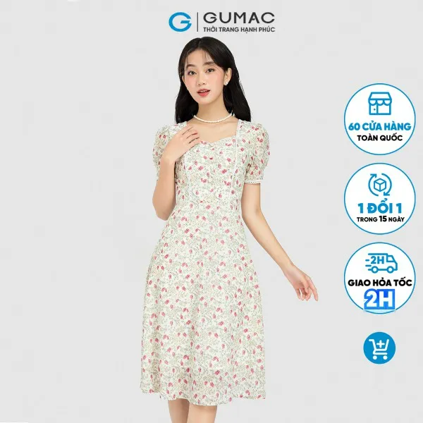 Đầm hoa viền ren thời trang GUMAC