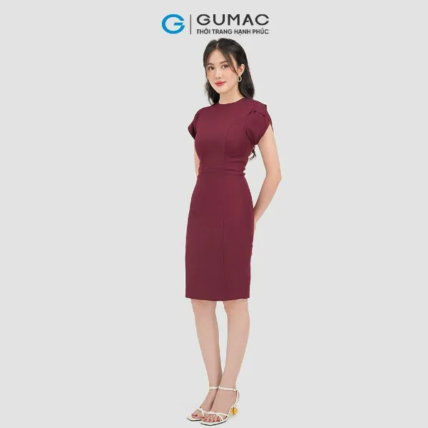 Đầm nữ GUMAC nhiều màu cổ tròn tay kiểu ngắn dáng bút chì