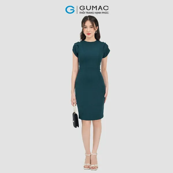 Đầm nữ GUMAC nhiều màu cổ tròn tay kiểu ngắn dáng bút chì