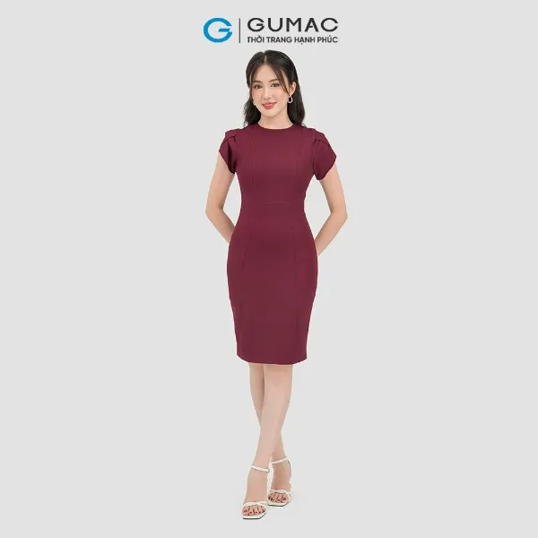 Đầm nữ GUMAC nhiều màu cổ tròn tay kiểu ngắn dáng bút chì