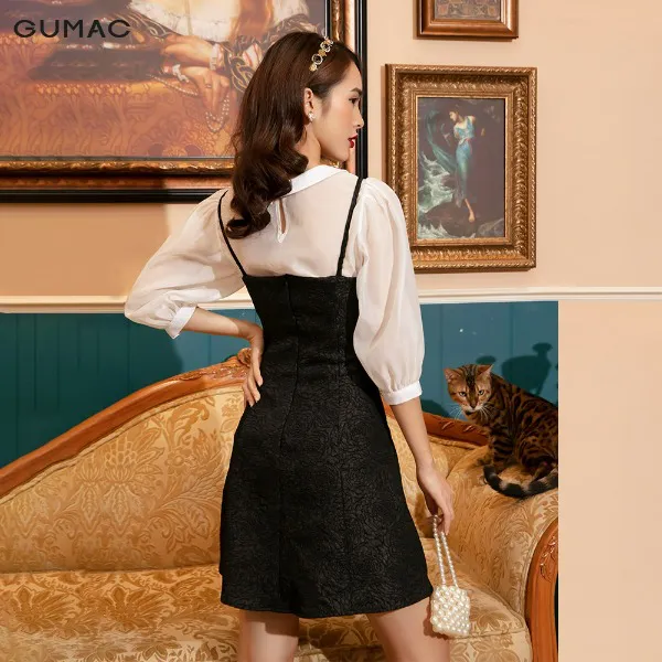 Đầm nữ Luxury 2 dây cúp ngực sexy màu đen GUMAC