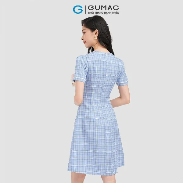 Đầm ôm nữ caro dáng xòe GUMAC