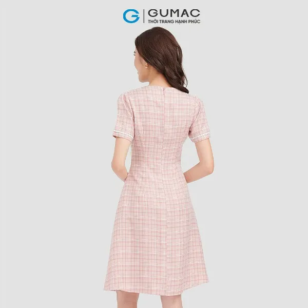 Đầm ôm nữ caro dáng xòe GUMAC
