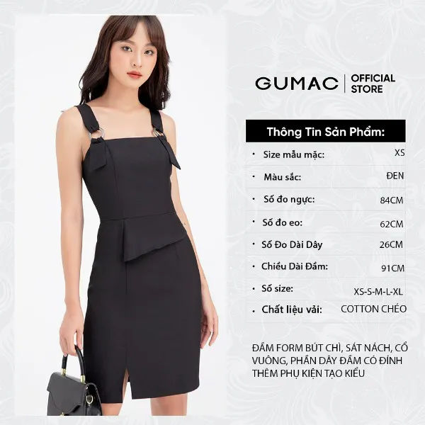 Đầm ôm nữ sát nách xẻ tà GUMAC ôm body quyến rũ