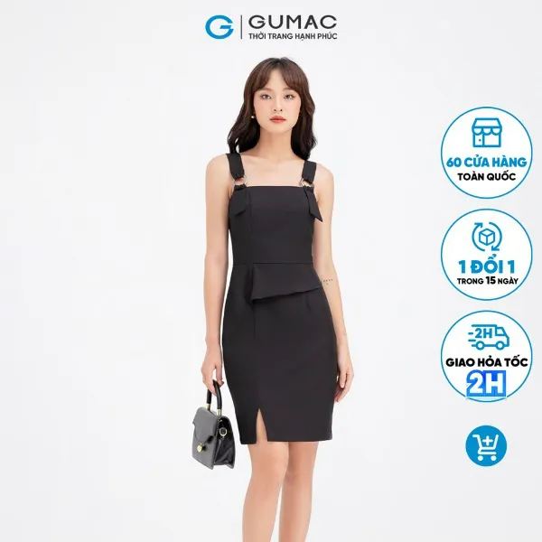 Đầm ôm nữ sát nách xẻ tà GUMAC ôm body quyến rũ