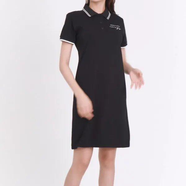 Đầm polo nữ thêu positive GUMAC dáng basic nhiều màu