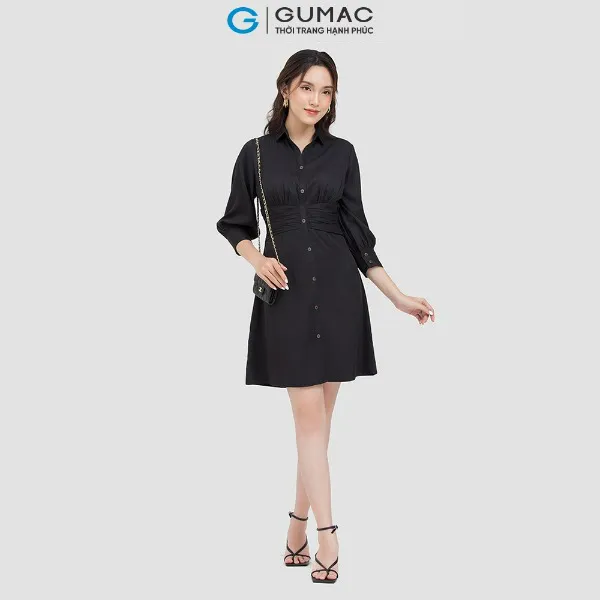 Đầm sơ mi nhún eo thời trang GUMAC