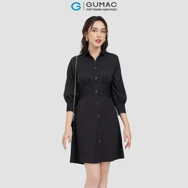 Đầm sơ mi nhún eo thời trang GUMAC