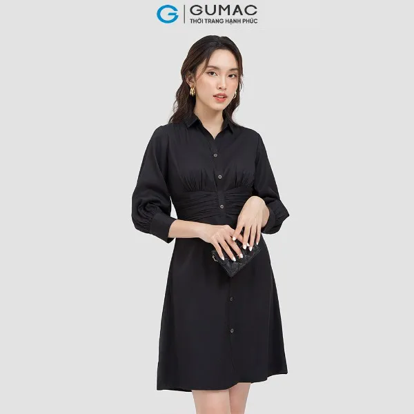 Đầm sơ mi nhún eo thời trang GUMAC
