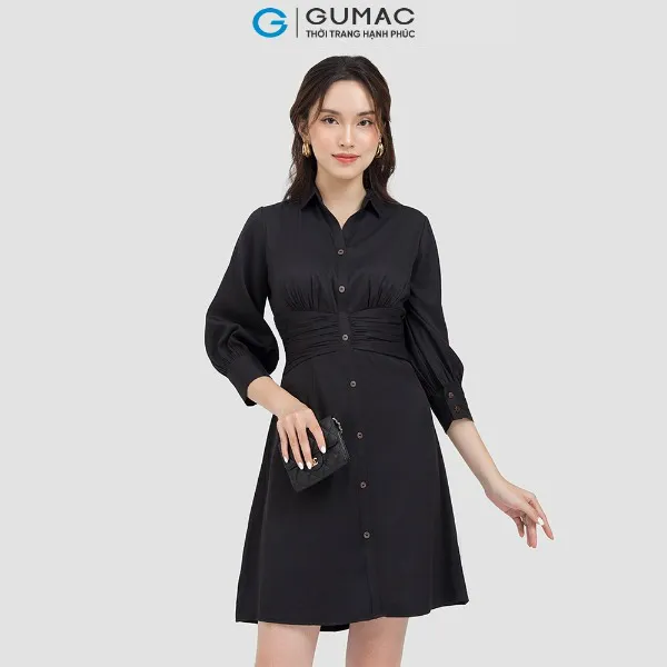 Đầm sơ mi nhún eo thời trang GUMAC
