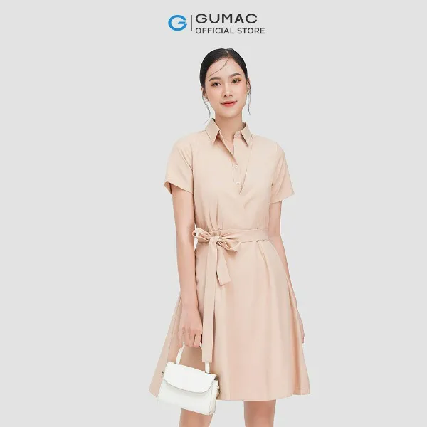 Đầm sơ mi nữ thời trang GUMAC thiết kế đắp chéo