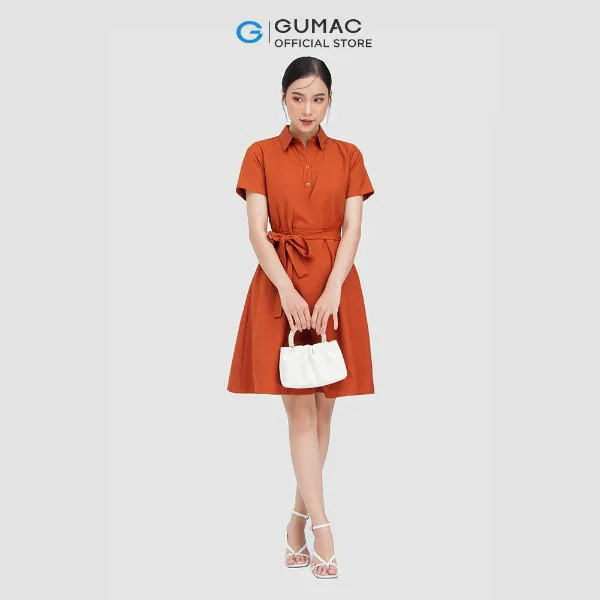 Đầm sơ mi nữ thời trang GUMAC thiết kế đắp chéo