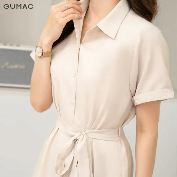 Đầm sơ mi thắt eo thời trang GUMAC