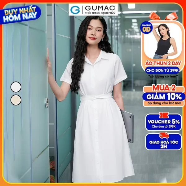 Đầm sơ mi thắt eo thời trang GUMAC