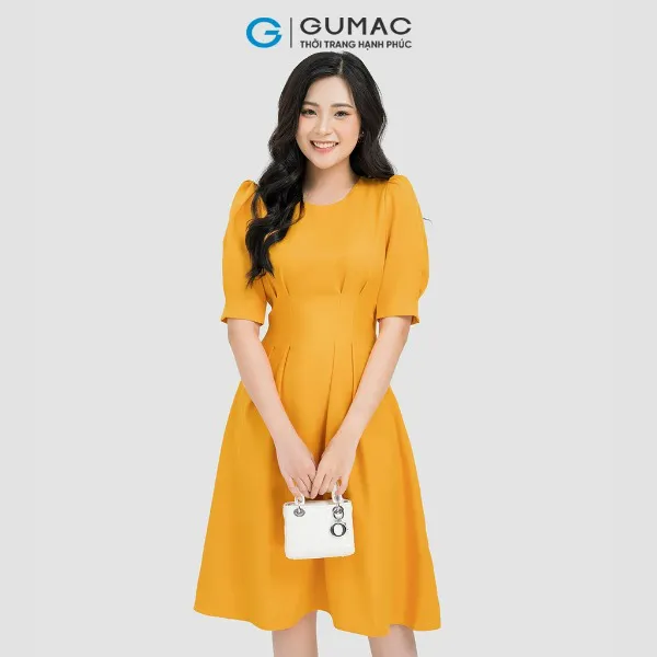 Đầm tay phồng chiết ly GUMAC