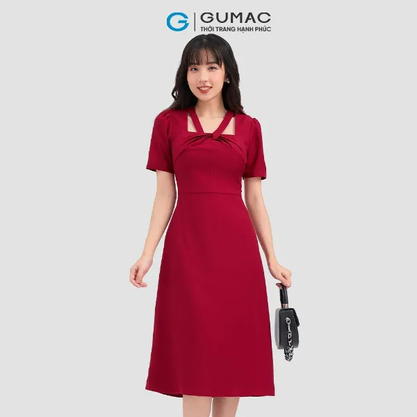 Đầm xoắn cổ thời trang GUMAC