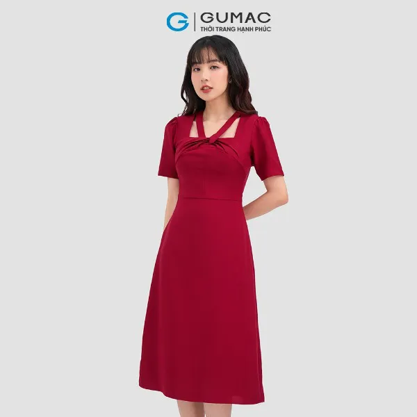 Đầm xoắn cổ thời trang GUMAC