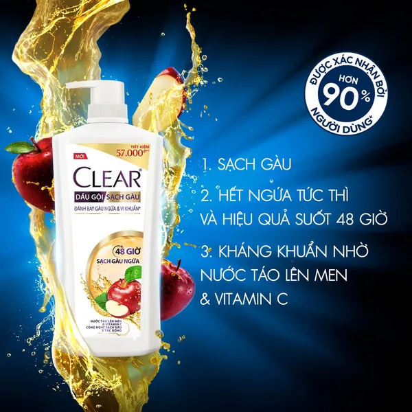 Dầu gội đầu clear sạch gàu ngứa và vi khuẩn suốt 24 Giờ 630g