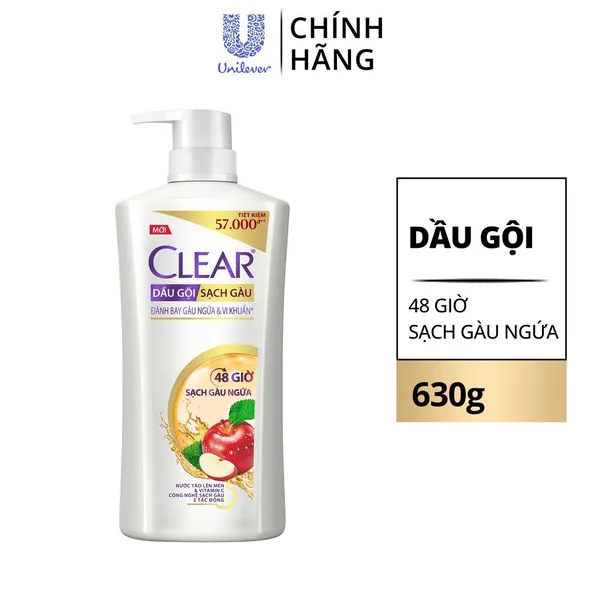Dầu gội đầu clear sạch gàu ngứa và vi khuẩn suốt 24 Giờ 630g