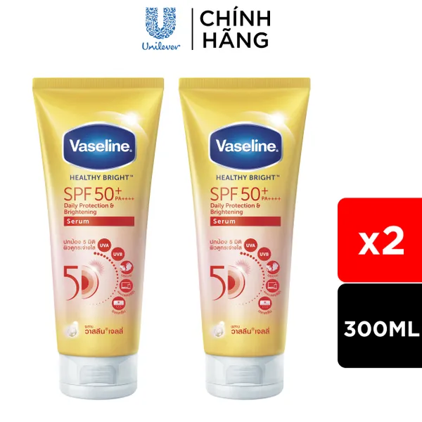 Combo 2 Serum chống nắng cơ thể Vaseline 50x bảo vệ da với SPF 50+ PA++++ giúp da sáng hơn gấp 2X 300ml