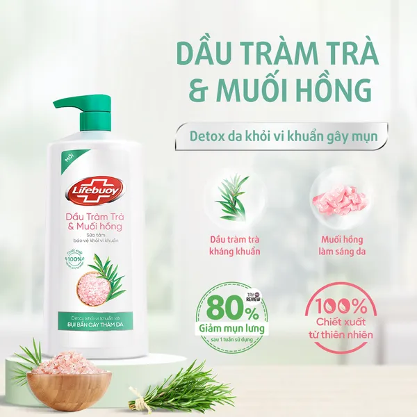 Sữa tắm LIFEBUOY 800g với Ion bạc cùng đề kháng da