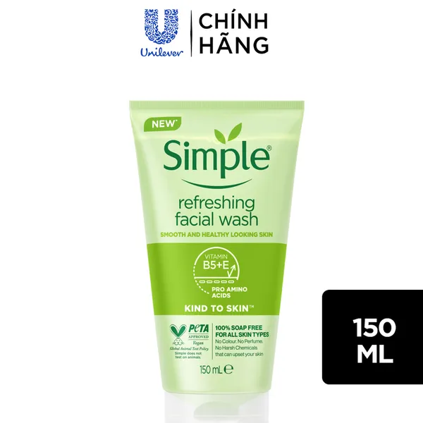 Sữa rửa mặt Simple lành tính sạch thoáng - cho da nhạy cảm 150ml