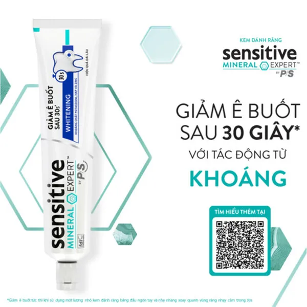 Bộ 3 Hộp Kem đánh răng P/S giảm ê buốt sau 30 giây Sensitive Mineral Expert Whitening với tác động từ khoáng 100g