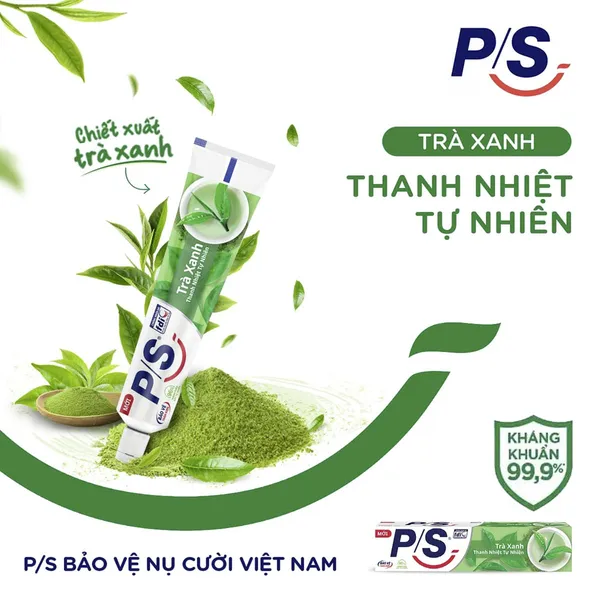 Bộ 3 Hộp Kem đánh răng P/S Thiên nhiên Trà Xanh giúp thanh nhiệt tự nhiên 230g